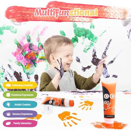 Nabance Baby Hand and Footprint Paint, Sponge Head, Baby Safe Paint, Orange - Image 3