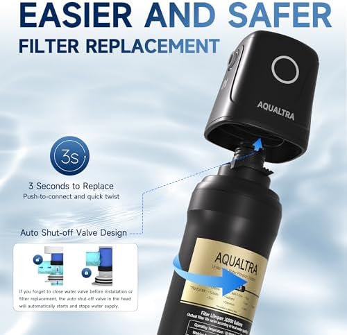 AQUALTRA USF01-BK Under Sink Water Filter System, 12K Gal, NSF/ANSI/CAN 372 Certified, Reduces PFOA, PFOS, Chlorine, Lead, Mercury, Chloramine, Fluoride, Microplastics Particles, Bad Taste & Odor - Image 6