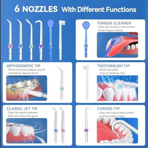 Replacement Heads for Waterpik, Water Flosser Replacement Heads Parts for Waterpik Oral Irrigator, Aquaflosser 6 Tips Tongue Combo - Image 2
