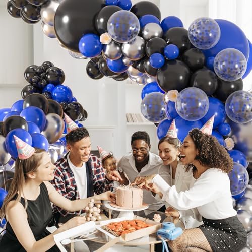 136pcs Royal Blue Black Balloon Garland Kit - 18/12/10/5 Inch Balloons - Image 7