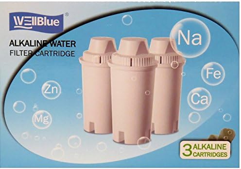 3 Pack Drop In Brita Style Alkaline Water Filter Replacement 7 Stage Mineral Water Filter.Works With Wellblue, Brita Style Pitchers & Dispensers (3 Pack) by EHM