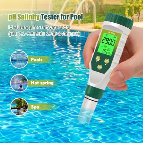 PH Meter & TDS Meter 5 in 1 Water Tester pH/TDS/EC/Salt/Temp Meter,PH Meter for Water with LCD Backlit,pH Tester Digital for Drinking Water. - Image 6