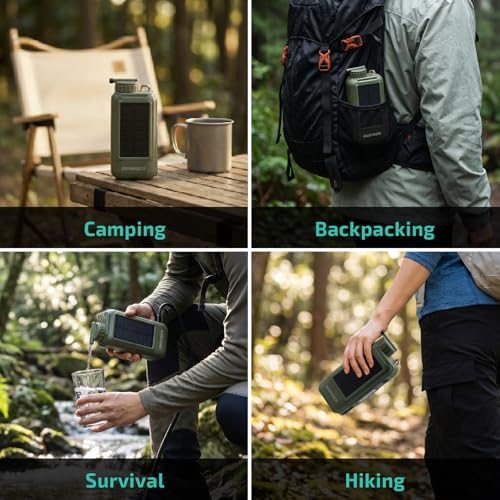 Swonder Portable Electric Water Filter – 0.01 Micron Camping Water Purifier with Solar & 5200mAh Battery, 4-Stage Filtration System for Hiking, Emergency, Survival - Image 6