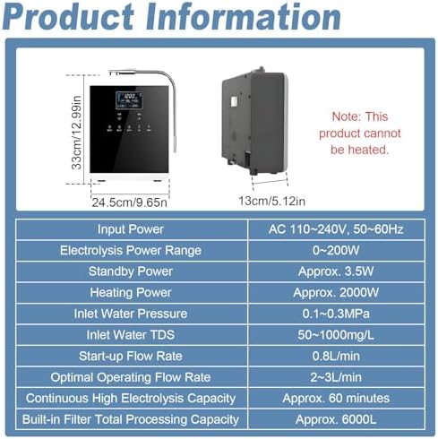 Alkaline Water Ionizer Purifier - Auto-Cleaning LCD Touch Filter, 5 Settings, Intelligent Voice, pH 3-11, 6000L Capacity for Healthy Home Drinking Water - Image 2