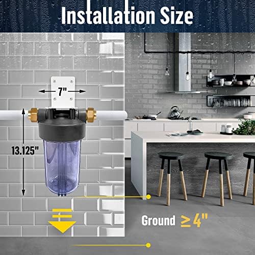 High Capacity 10 x 4.5” Whole House Filter Purifier System for Well or City Water, Presser Relief Button, 1” NPT Brass Port, Double O-Ring, Meets NSF Standards & Regulations (Transparent, 3 Sets) - Image 6