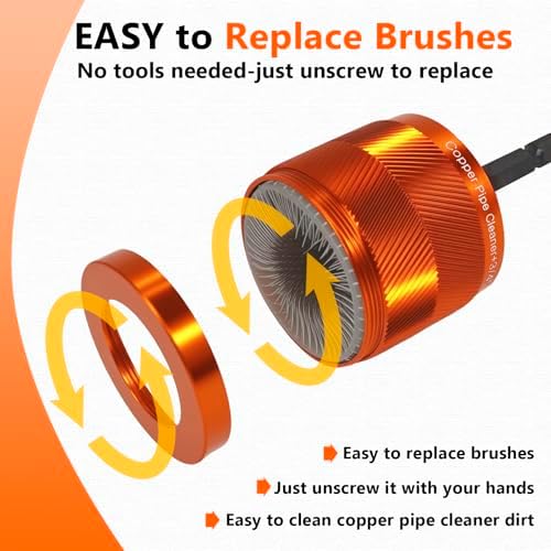 1/2" & 3/4" Cleaner Set for Drill,with 1/4" Hex Shank & 6 Brush Blades 2 Pipe Cleaning Brush,Drill Copper Pipe Cleaner for Removing Rust,Stains Paint from Copper Metal Pipes - Image 2