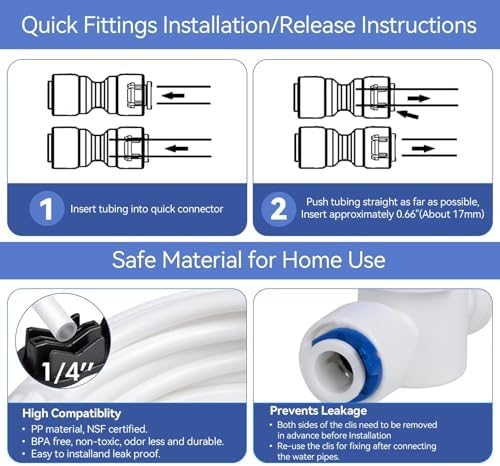 Refrigerator Water Line Kit, 39.3 FT Fridge Water Line Kit, 1/4" O.D. Water Tubing Hose with Quick Connect for Fridge Ice Maker R.O. Systems Water Filters Faucet - Image 5
