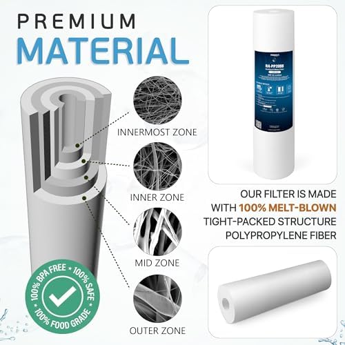 Ronaqua 20" x 4.5" Big Sediment Replacement Water Filter Cartridge, 1 Micron, NSF Certified, for Whole House, Compatible with 155358-43, 2PP20BB1M, AP810-2, FPMB-BB5-20, P5-20BB, SDC-45-2005 - Image 5