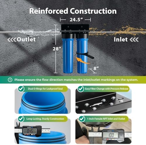 iSpring PFAS & Heavy Metal Whole House Water Filter System, Also Reduces Chlorine, Hydrogen Sulfide, Odor, Bad Taste, SGS-Tested Reducing up to 99% of PFAS, 1” Inlet/Outlet, Model: WGB22B-PFKS - Image 4