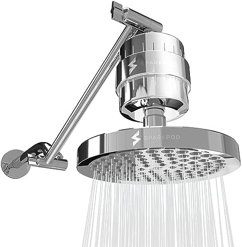 SparkPod Filtered Shower Head & 11" Shower Arm, 6" Round, Polished Chrome by SparkPod