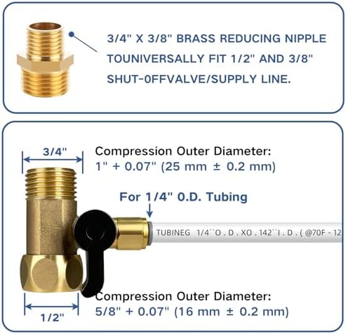Refrigerator Water Line Kit, Ice Maker Fridge Quick Installation Kit with 32.8' Feet Tubing For Drinking Water Appliance Water Line, Solid Brass Stop Tee And Valve, 1/4" Fittings - Image 4