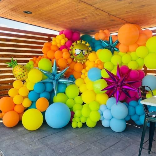 Tropical Balloon Arch Kit, 129Pcs Summer Rainbow Balloons - Image 5
