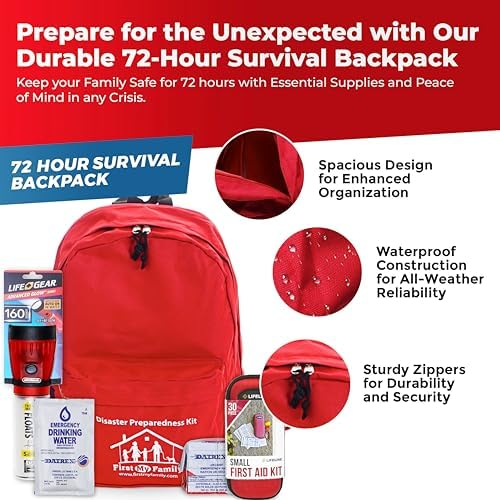 First My Family All-in-One Premium 1-Person, 72-Hour Bug Out Bag for Earthquakes, floods, tsunamis and Other Emergencies and disasters. Be Safe, be Prepared. - Image 3