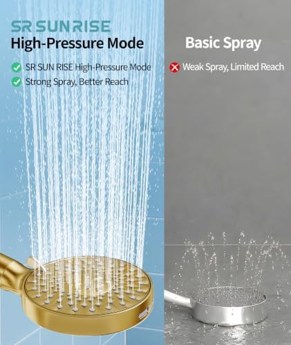 SR SUN RISE Filtered Shower Head with Handheld High Pressure 9 Spray Mode Showerhead Detachable Shower Head Water Softener Filters Beads for Hard Water Remove Chlorine 4 Filters Gold - Image 5