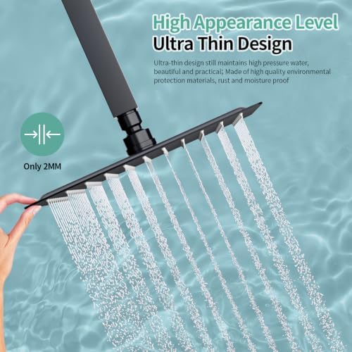 SR SUN RISE 10 Inch Rain Shower Head Matte Black 304 Stailess Steel High Pressure Rainfall Showerhead - Image 5