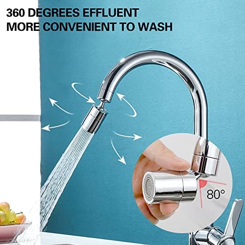 2 Pack Sink Faucet Aerator 360 Degree Swivel Kitchen Faucet Sprayer Attachment,Dual Water Flow Modes, 55/64 Inch-27UNS Female Thread,15/16 Inch-27UNS Male Thread Adapters - Image 6