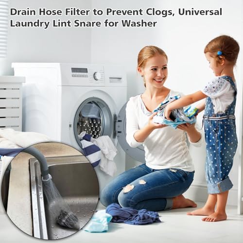 100 Pack Washing Machine Hose Lint Traps with Cable Ties, Drain Filter Bags - Image 2
