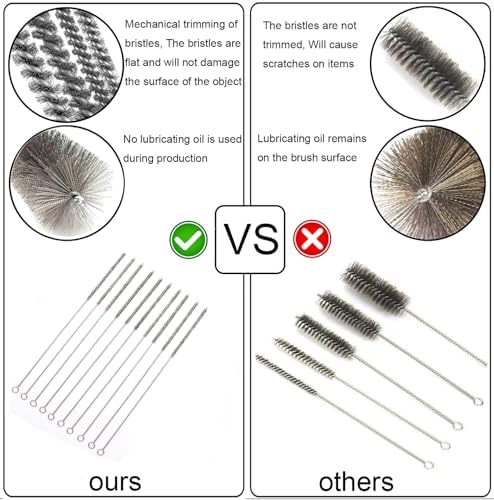 12 Inch Pipe Cleaning Brush Set with Stainless Steel Bristles, Steel Wire Tube Brush Kit for Auto Parts Polishing, Machining, Bottles, Tubes, Etc.（8mm-10pcs） - Image 5