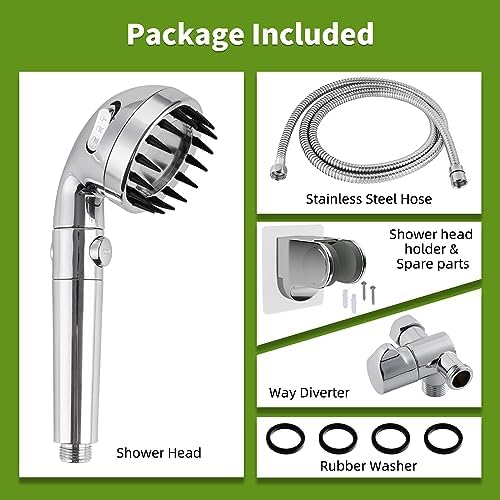 Handheld Dog Shower Attachment with Massage Head Handheld Sprayer with Hose - Image 3