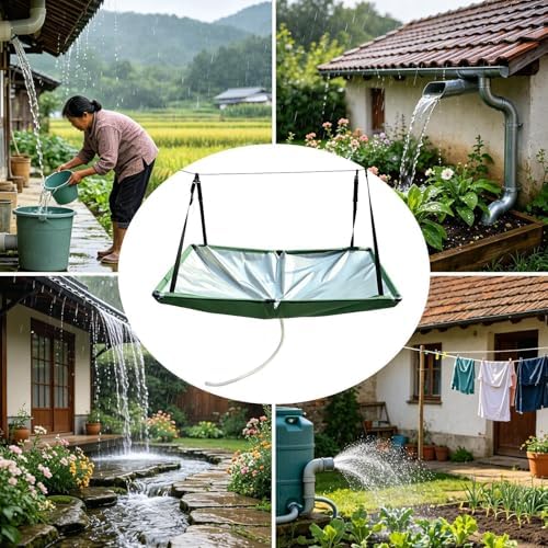 Rain Collector for Garden, Water Harvester Cloth with Hose Rain Catcher Filter System Outdoor Rainwater Collection Kit, Eco Friendly Water Saving Storage Solution For Lawn Backyard Garden Balcony Camp - Image 4