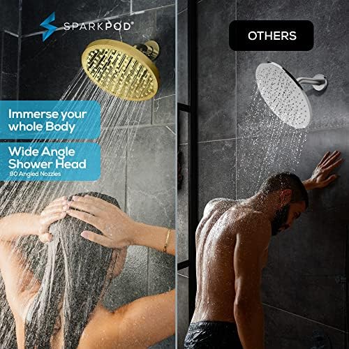 SparkPod Rain Shower Head, 8 Inch Round, Egyptian Gold Finish - Image 2