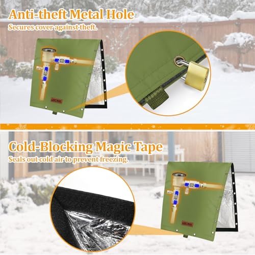 RICHIE 2-Way Opening Backflow Preventer Cover (5°F) Heavy-Duty 5-Layer Insulated Enclosure, All-Weather Protection for Outdoor Pipe, Irrigation Sprinkler Valve, Well Water Pump, 24" W x 36" H Green - Image 7