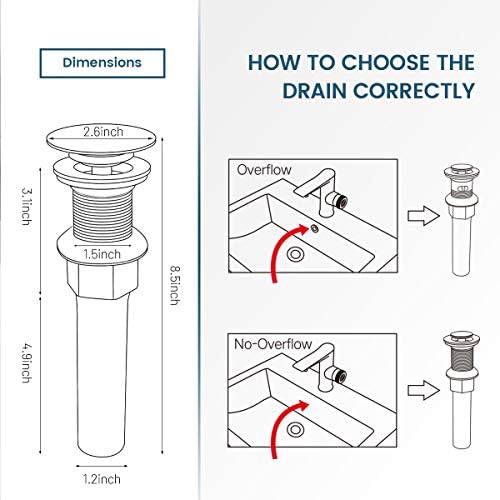 Bathroom Sink Drain, Vessel Sink Pop Up Drain with Detachable Basket Stopper,Anti-Explosion and Anti-Clogging Drain Strainer, Sink Drain Assembly Without Overflow Polished Chrome, REGALMIX RWF082A - Image 6