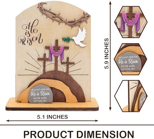 He Is Risen Easter Resurrection Decor - Easter decorations for home - Empty tomb Religious resurrection set decoration for table, desk, home, Religious easter decorations - Image 2