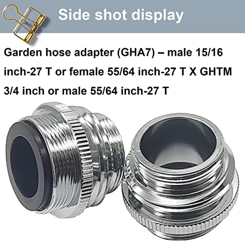 2Pcs Brass Faucet Adapter Kit,Connect Garden Hose,Standard Hose via Diverter,Male & Female Adapter for Sink - Chrome Finished GHA7 - Image 3