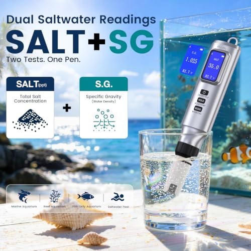 Pool Salt Tester with App, 7-in-1 pH Salinity ORP EC TDS SG Temp Meter - Image 5