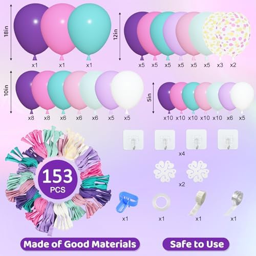 Amandir 153 Pcs Pink Purple Balloons Arch Garland Kit Different Sizes - Image 3