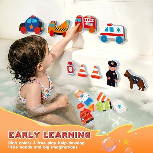 Baby Bath Toys for Kids Ages 1-3,14PCS Rescue Team Foam Bath Toys - Image 4