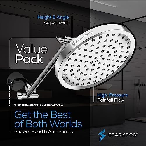 SparkPod 8" Round Rain Shower Head with 11" Shower Arm - Image 3