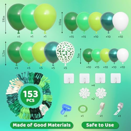 Amandir 153pcs Green Balloon Garland Arch Kit Different Sizes - Image 2