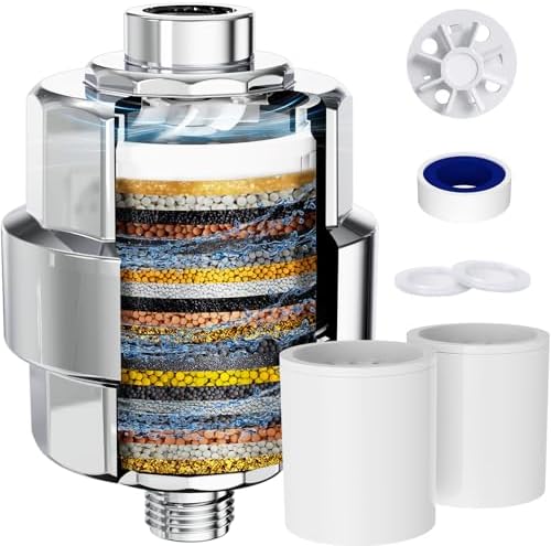 EMBATHER 20 Stage Shower Filter for Hard Water, 2 Cartridges, Chrome by EMBATHER