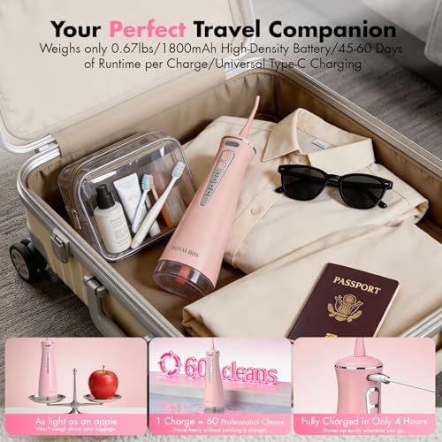 Cordless Water Flosser, C15 Portable Pink Oral Irrigator - Image 4