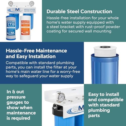 Applied Membranes Inc. 2-Stage Whole-House Water Filter System, 4.5x10-Inch Carbon and Sediment Filter Cartridges - Image 5