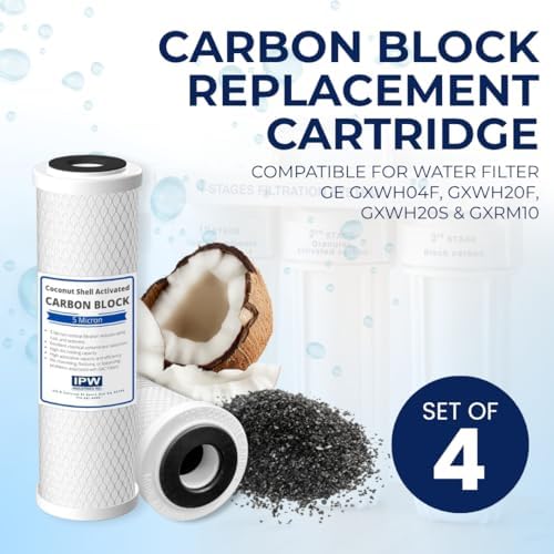 IPW Activated Carbon Block Water Filter GE GXWH04F GXWH20F, Set of 4 - Image 3