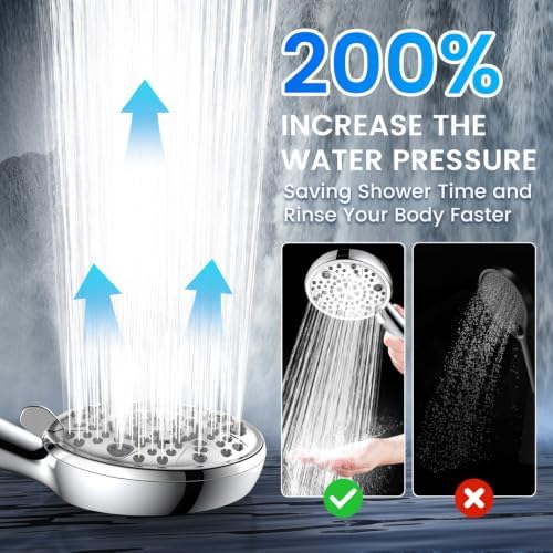 FEELSO Shower Head with Handheld Combo, 8" High Pressure Double Shower Head - Image 3
