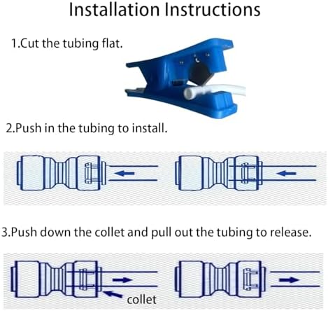 NSF 1/4" inch Water Line Tubing and Push to Connect Fittings for Reverse Osmosis Water Filter RO fittings,14 pcs connetors+30 feet 1/4" O.D. (6.4mm) water tubing. - Image 3