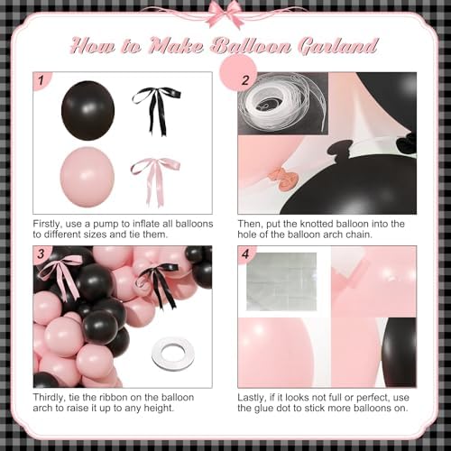 141Pcs Pink and Black Balloon Arch Kit, Birthday Decorations - Image 6