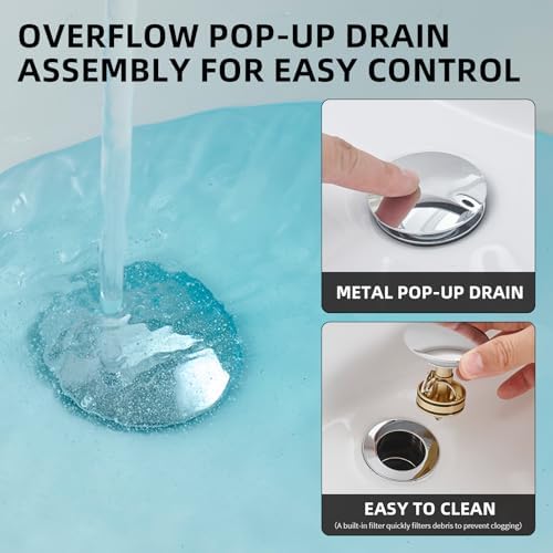 Pop Up Sink Drain Assembly with Overflow, Polished Chrome - Image 3