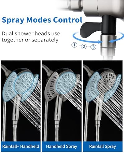 INAVAMZ 2 in 1 Shower Head with Handheld Combo High Pressure Nickel 2.5 GPM - Image 5