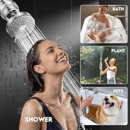 Shower Head with Filtered | 25-Stage Filtration & 3 Mode Spray | Filtered Shower Head Removes 99.945% of Chlorine & Heavy Metals | Anti-Chlorine - Silver - Image 5