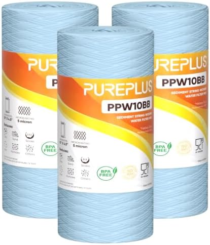 PUREPLUS 5 Micron 10 x 4.5 Whole House Water Filter for Well Water 3 Pack by PUREPLUS