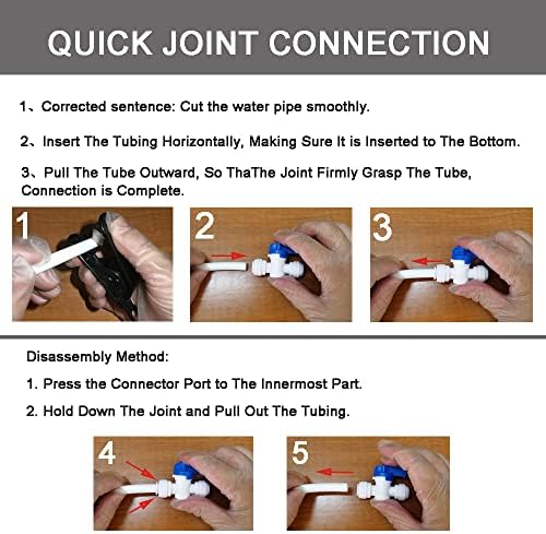 Food-Grade Quick Connector Push-In Tube Fitting,1/4" to 5/16" O.D. Reducing Tube Shut off Ball Valve for Reverse Osmosis Water Filter Purifier (Pack of 5) - Image 6