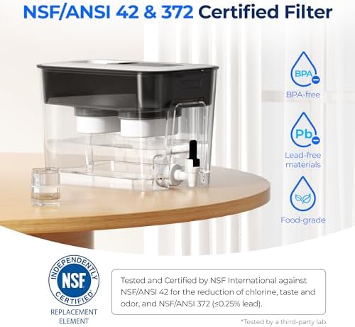 Waterdrop WFD-22L-DF Water Filter Dispenser, 40-Cup Water Purifier, Black - Image 6