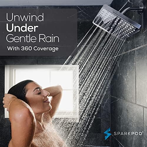 SparkPod Rain Shower Head, 8 Inch Square, Charcoal Grey Finish - Image 4