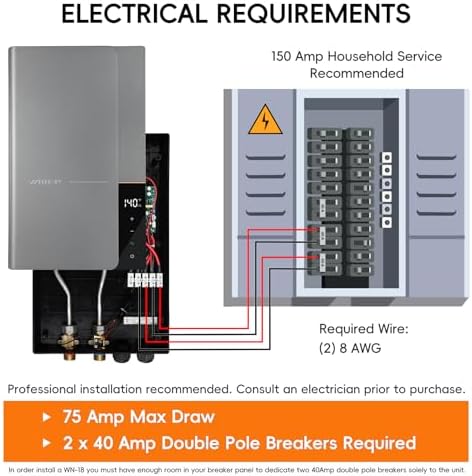 18kW Tankless Water Heater Electric 240V, Up to 4.3 GPM, LED Display - Image 2