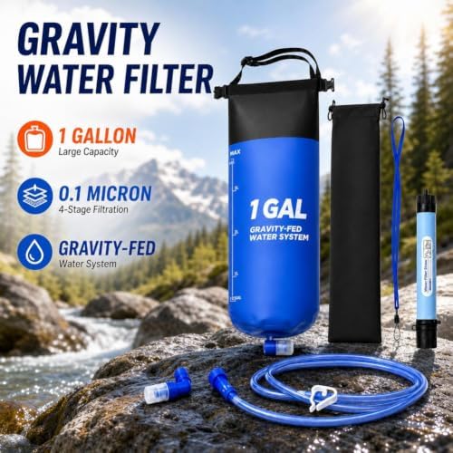 Survival Water Filter Kit, 1 Gallon Gravity Water Filter System - Image 6